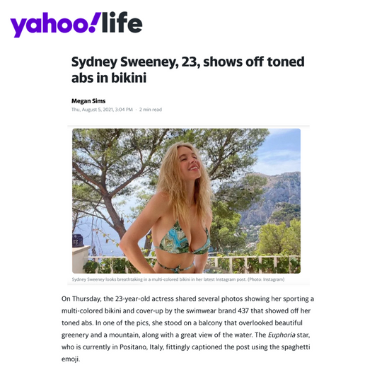 YAHOO: Sydney Sweeney shows off toned ads in bikini