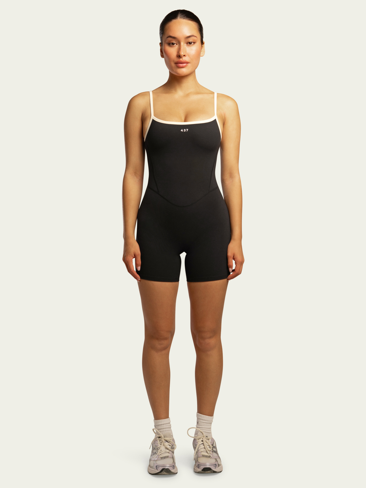 The Shorts Onesie / Black-Cream