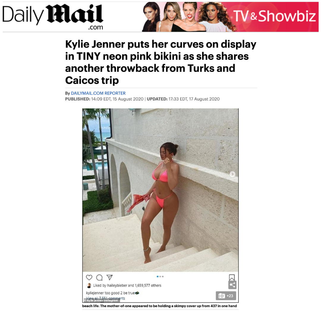 DAILY MAIL: Kylie Jenner shares bikini throwback from Turks and Caicos