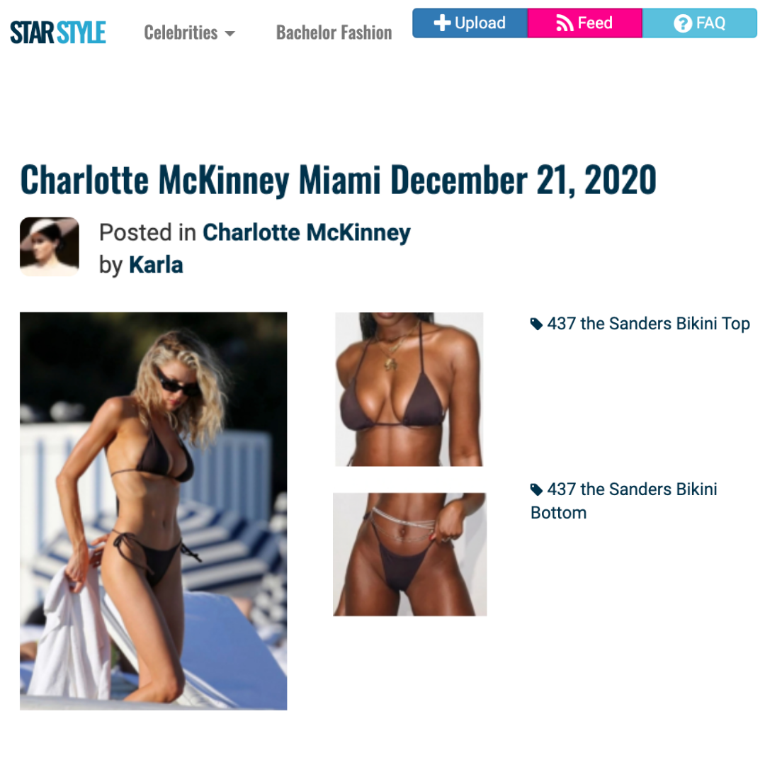 STAR STYLE: Charlotte McKinney wears 437 Sanders Bikini