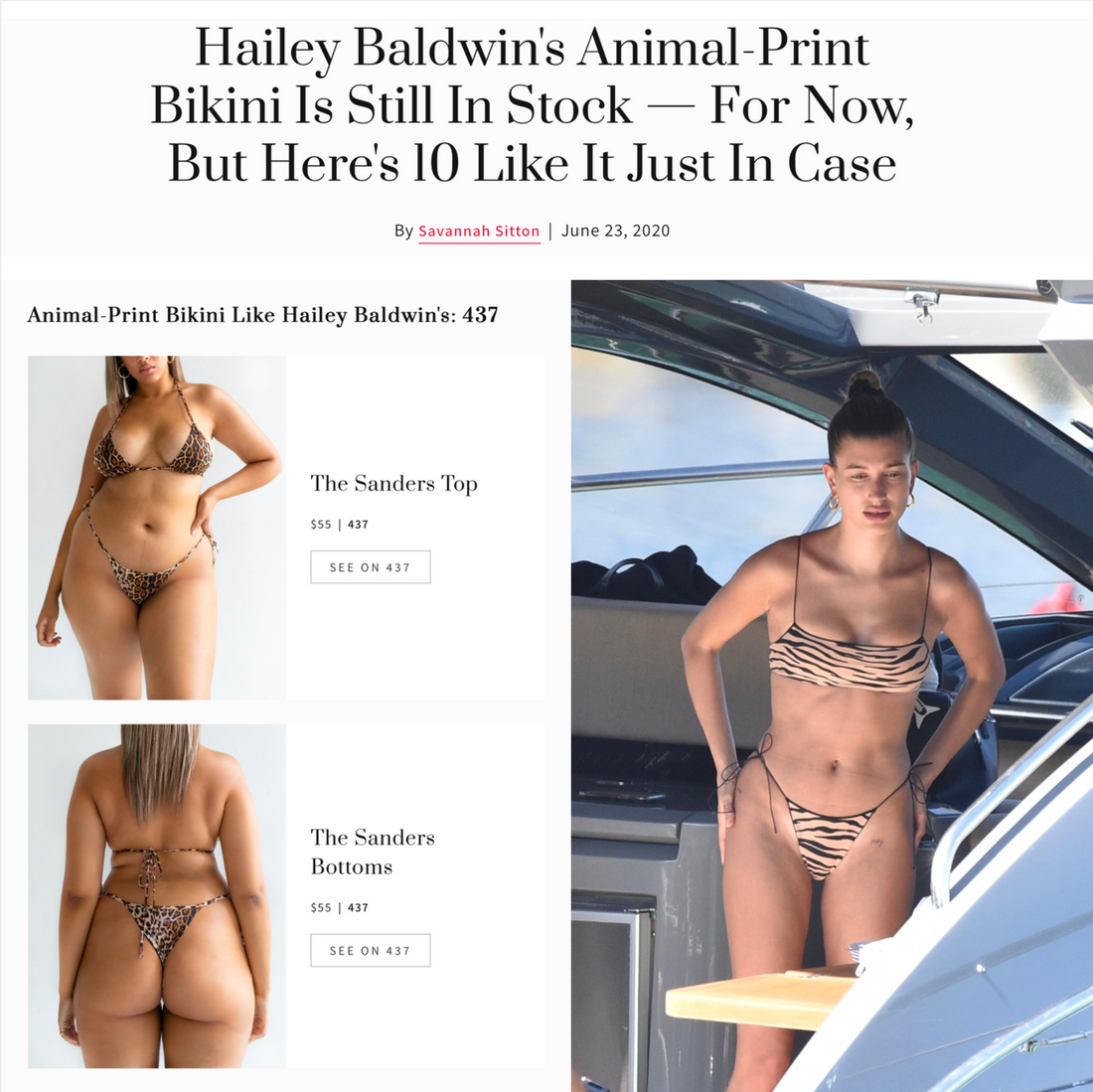 Hailey Baldwin's Animal-Print Bikini Is Still In Stock - For Now