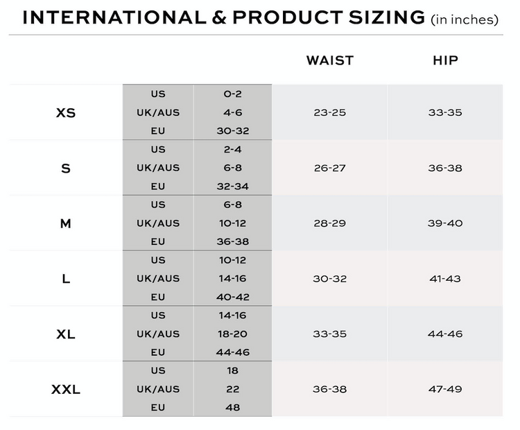 Size Chart Organic Basics Bottoms – Weekendbee - premium sportswear