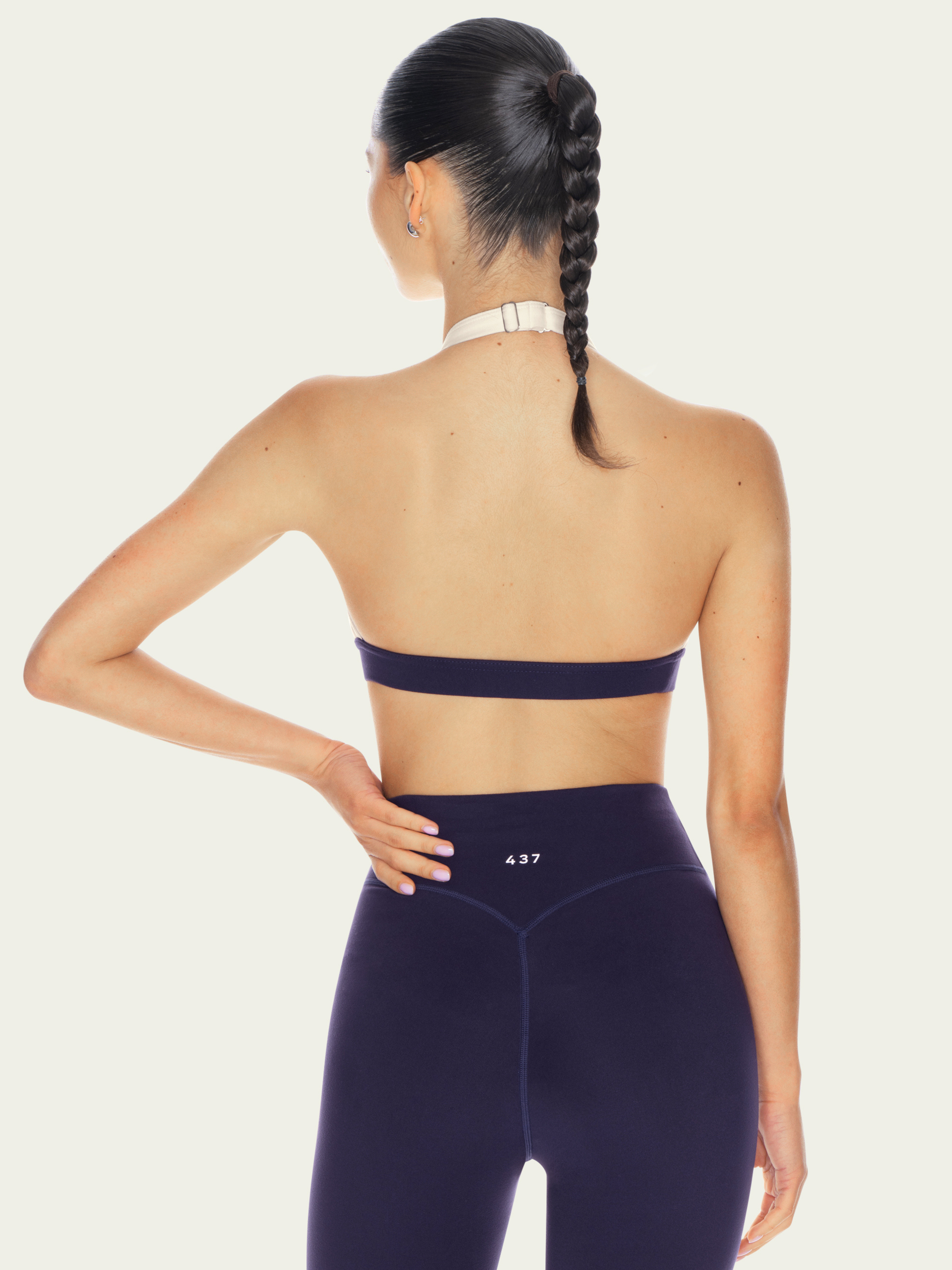The Halter Bra Navy & Cream