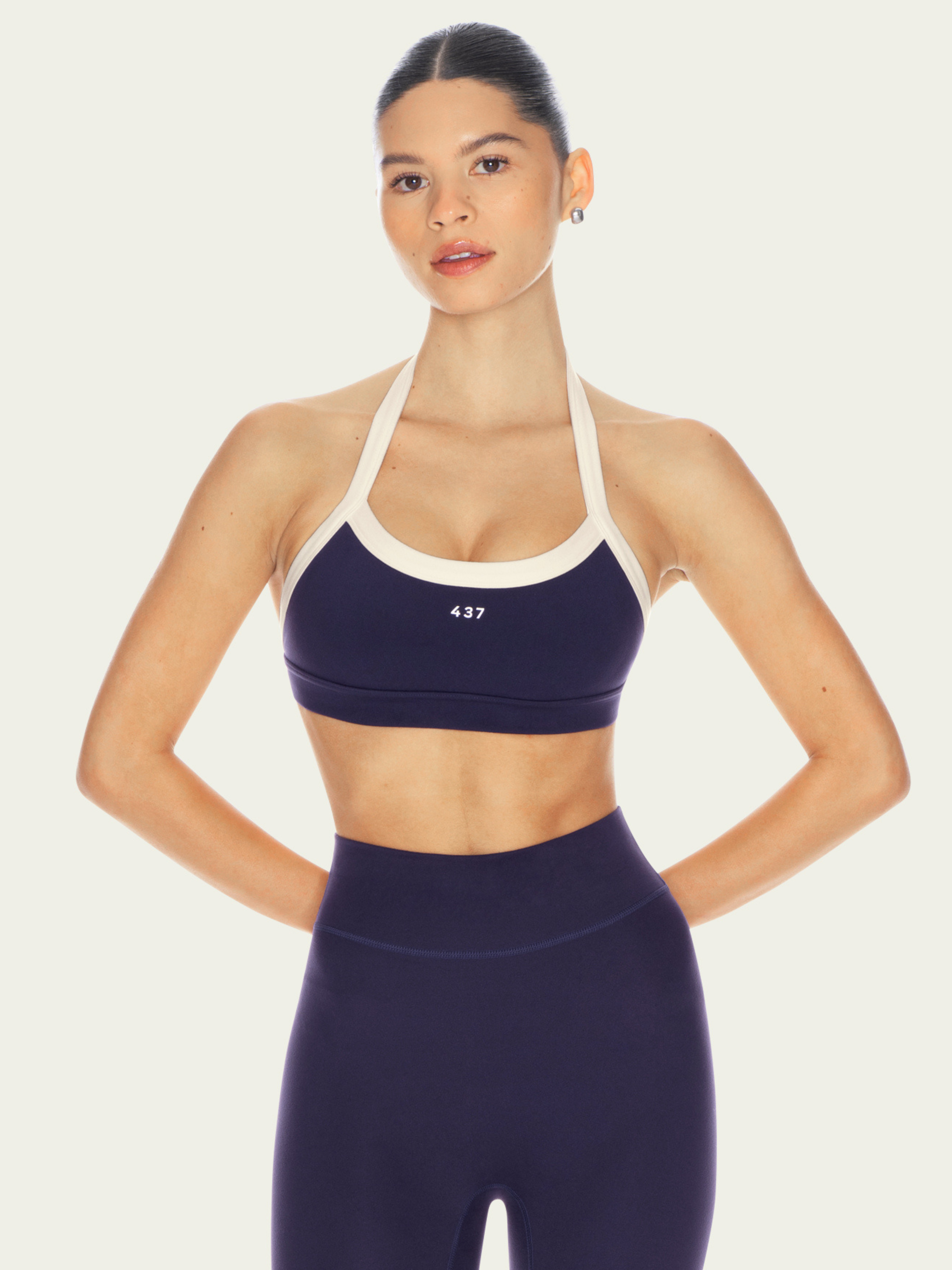 The Halter Bra Navy & Cream
