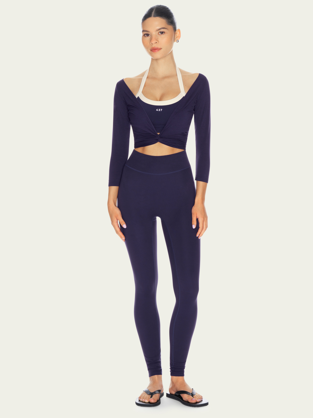 The Halter Bra Navy & Cream