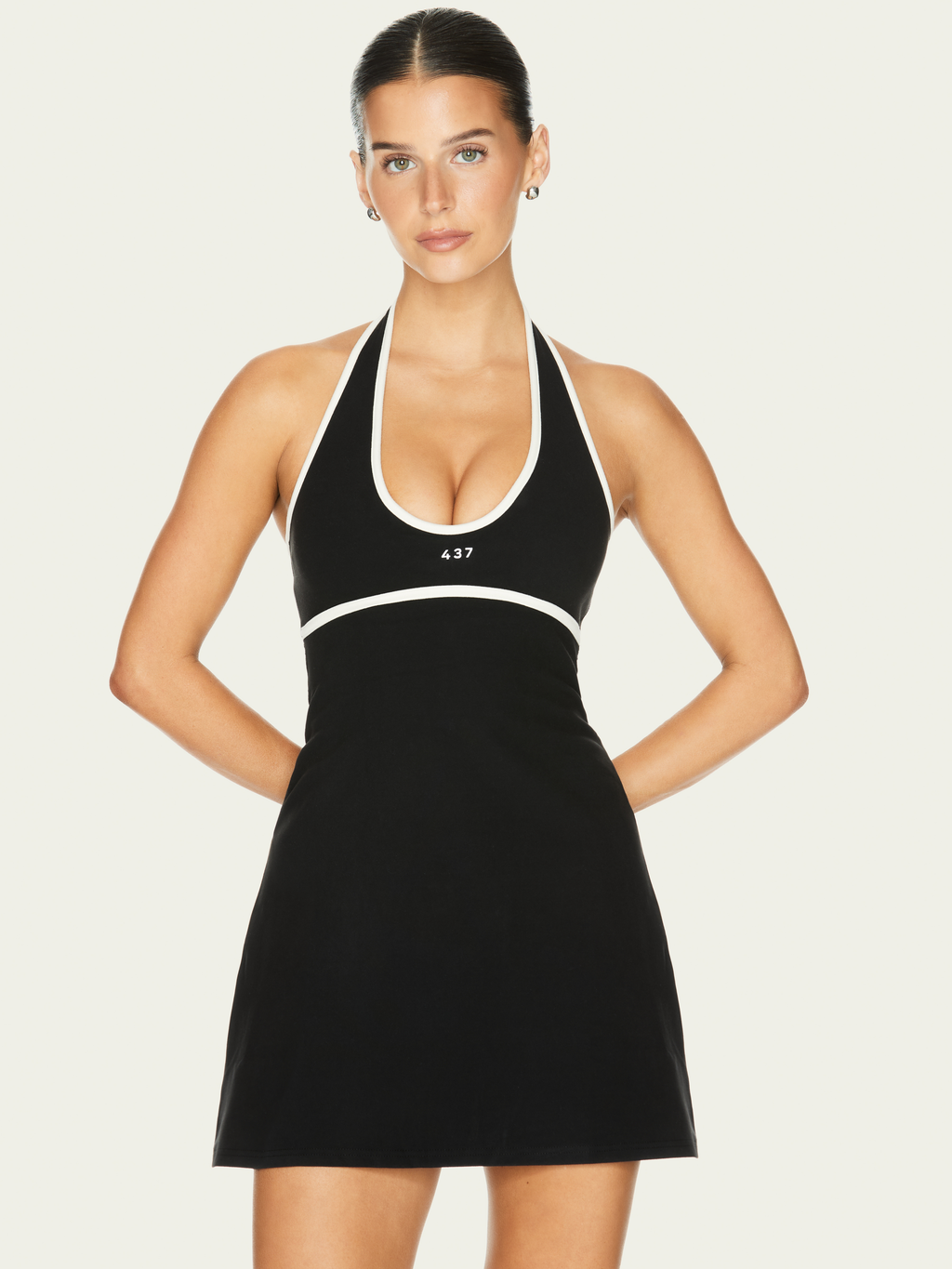 The Halter Play Dress Black & Cream