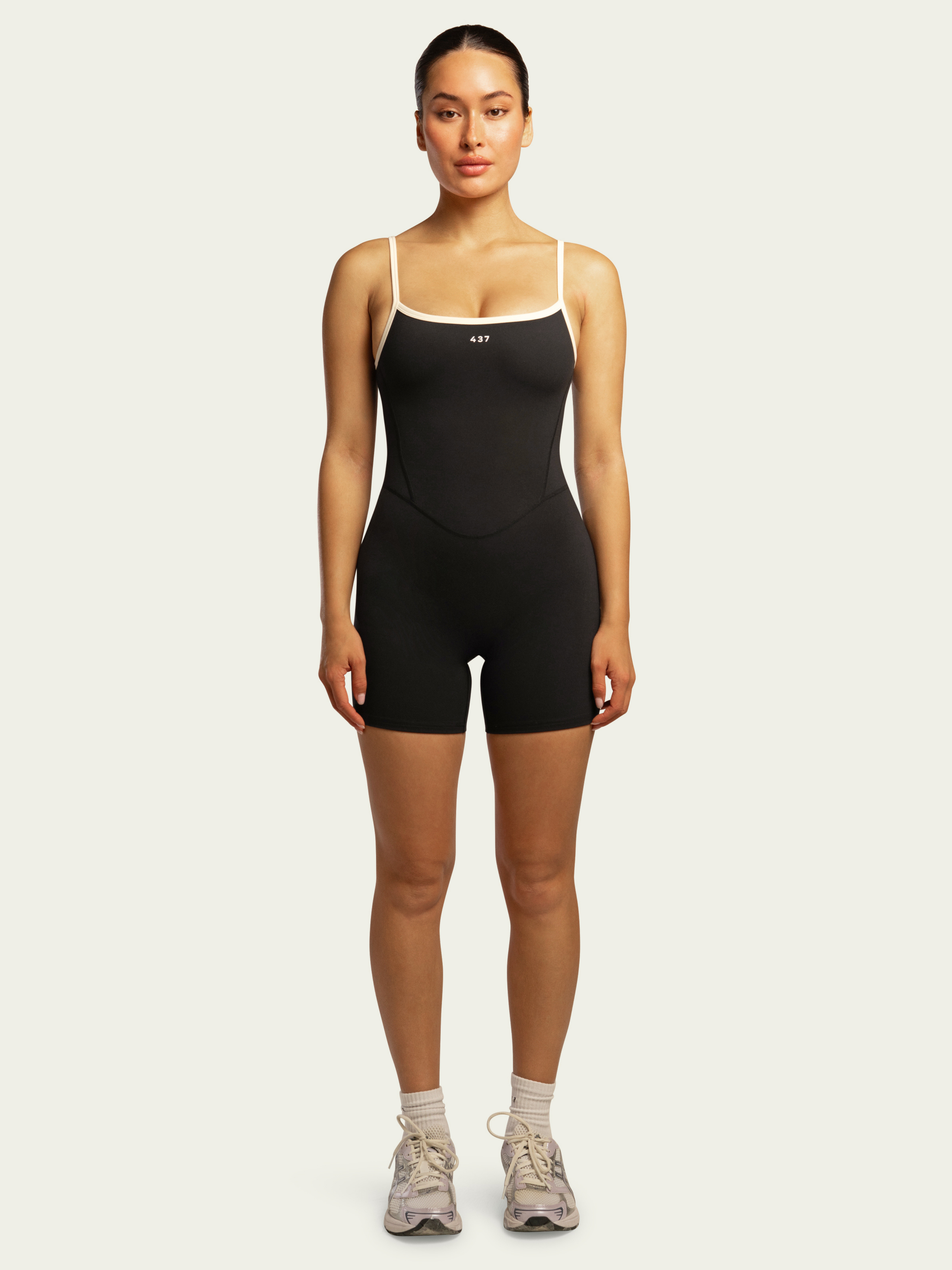 The Shorts Onesie / Black-Cream