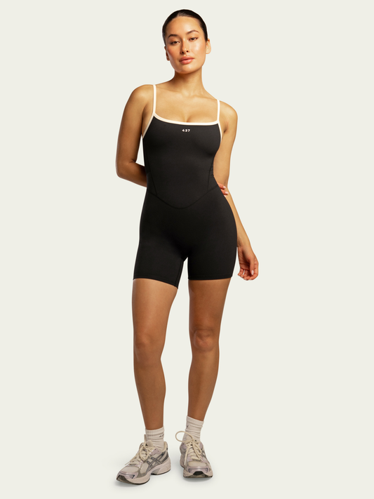 The Shorts Onesie / Black-Cream